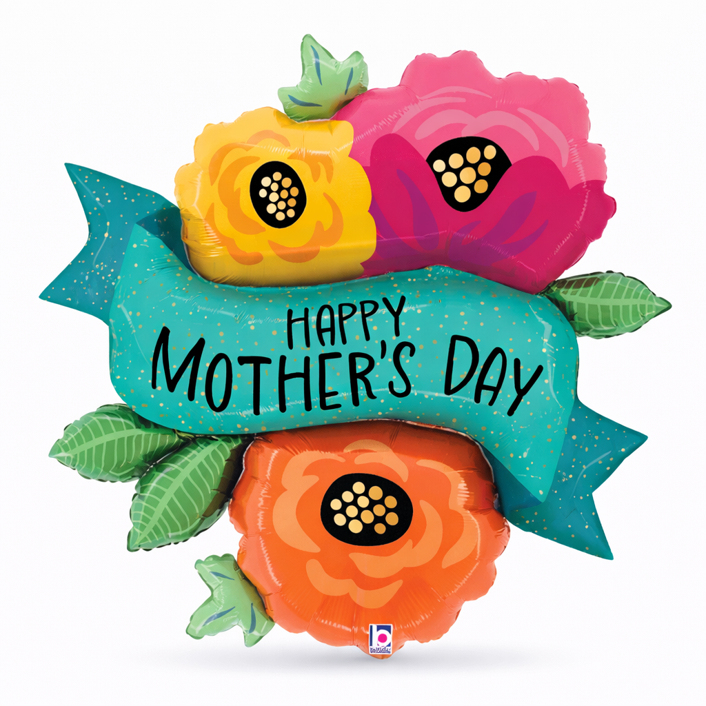 Betallic 33" Betallic Fresh Flowers Mother's Day Banner Foil Balloon